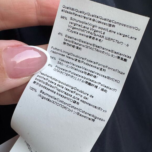 Hugo Boss Jiletara Virgin Wool Navy Blue Two Button Blazer Office Coat Size 14 - Picture 8 of 8